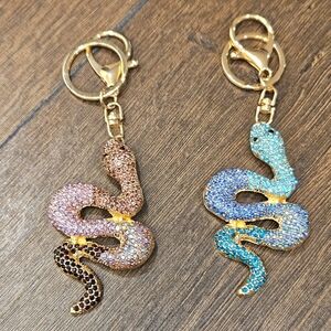 NEW Gold Jeweled Snake Bag Charm/Key Chain